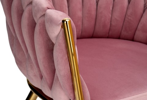 Krzesło welurowe plecione COFTON GOLD VELVET różowe Krzesło welurowe plecione COFTON GOLD VELVET różowe
