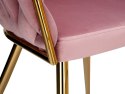 Krzesło welurowe plecione COFTON GOLD VELVET różowe