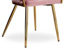 Krzesło welurowe plecione COFTON GOLD VELVET różowe