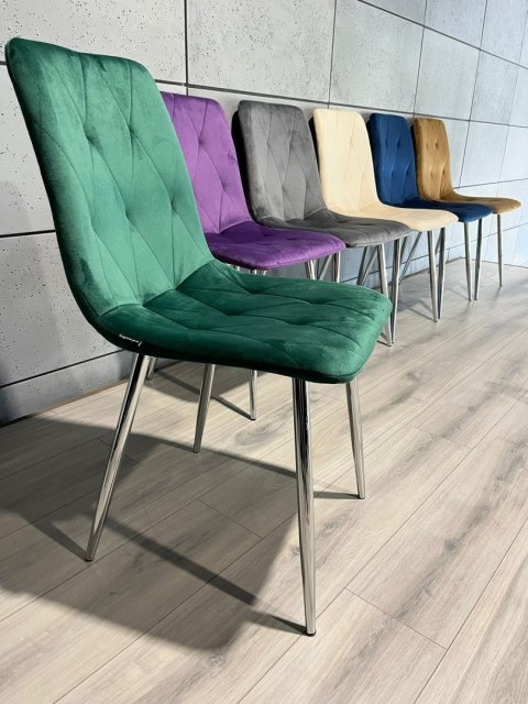 Krzesło tapicerowane BORGO VELVET GREEN SILVER