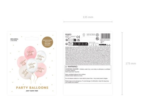 Balony, Welcome Baby, mix różowy, 30cm, 6 szt. Balony, Welcome Baby, mix różowy, 30cm, 6 szt.