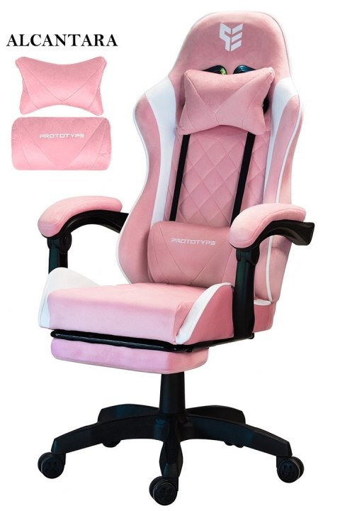 Fotel obrotowy gamingowy XL POKER PRO PINK + WHITE ALCANTARA Fotel obrotowy gamingowy XL POKER PRO PINK + WHITE ALCANTARA