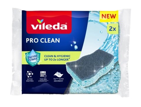 Zmywak wiskozowy z enzymami Vileda Pro Clean 2szt. Zmywak wiskozowy z enzymami Vileda Pro Clean 2szt.