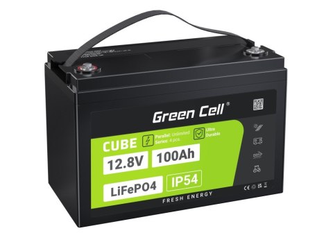 GREEN CELL AKUMULATOR LIFEPO4 CUBE 100AH 12V/12.8V 1280WH LFPGC12V100AH GREEN CELL AKUMULATOR LIFEPO4 CUBE 100AH 12V/12.8V 1280WH LFPGC12V100AH