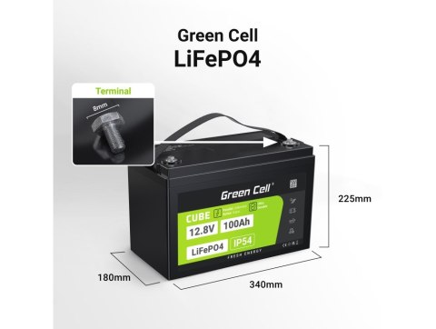 GREEN CELL AKUMULATOR LIFEPO4 CUBE 100AH 12V/12.8V 1280WH LFPGC12V100AH GREEN CELL AKUMULATOR LIFEPO4 CUBE 100AH 12V/12.8V 1280WH LFPGC12V100AH