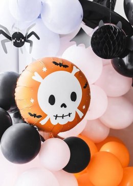 Balon foliowy czaszka, halloween, pomarańczowy, 45 cm,
