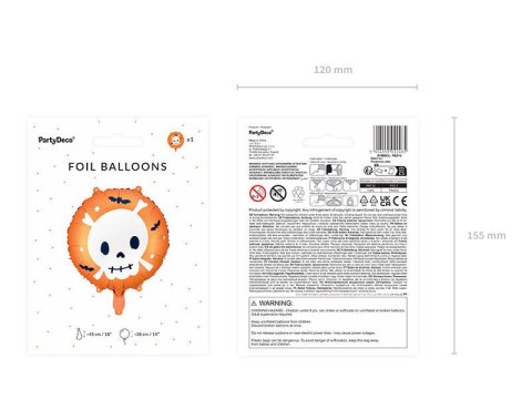 Balon foliowy czaszka, halloween, pomarańczowy, 45 cm, Balon foliowy czaszka, halloween, pomarańczowy, 45 cm,