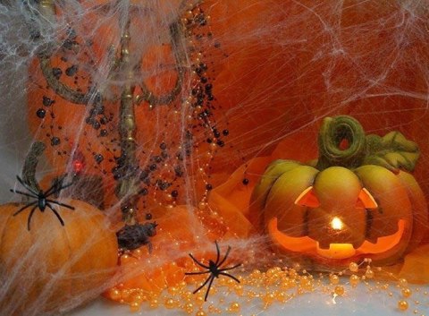 Pajęczyna dekoracyjna na Halloween + pająki, biała, 60g Pajęczyna dekoracyjna na Halloween + pająki, biała, 60g