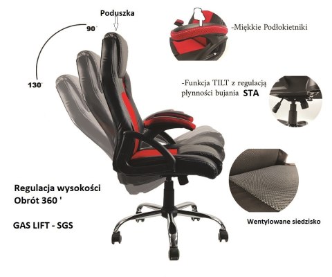 Fotel obrotowy do biurka CARRERA M STONE GREY + PINK FABRIC