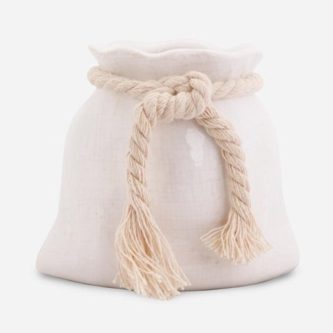 Biały Ceramiczny Wazon Sakiewka Miniatura