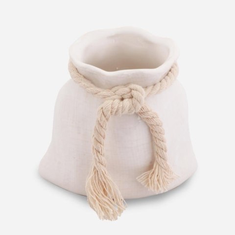 Biały Ceramiczny Wazon Sakiewka Miniatura