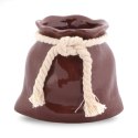 Ceramiczny Mini Wazon w Kształcie Sakiewki - Brązowy