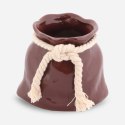Ceramiczny Mini Wazon w Kształcie Sakiewki - Brązowy