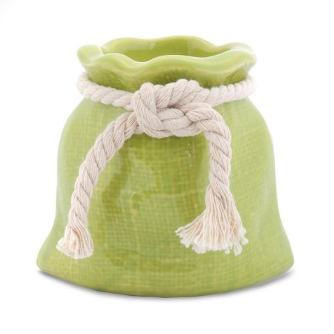 Ceramiczny Wazon Sakiewka w Kolorze Zielonym