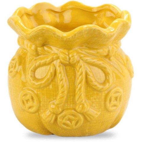 Ceramiczny Wazonik-Skarbonka w Kształcie Sakiewki Żółty