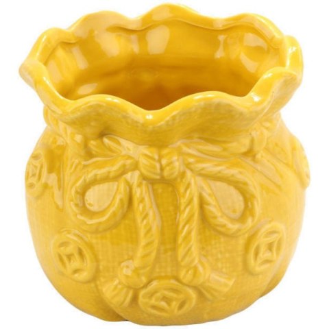 Ceramiczny Wazonik-Skarbonka w Kształcie Sakiewki Żółty