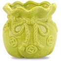 Ceramiczny wazonik-skarbonka w kształcie sakiewki zielony