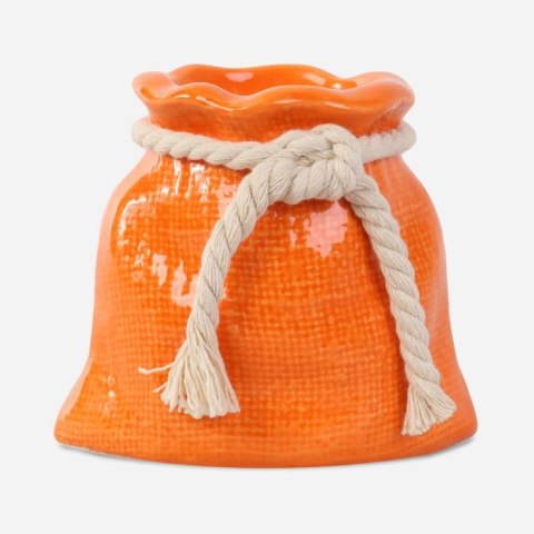 Dekoracyjny Świecznik Sakiewka w Kolorze Pomarańczowym z Sznurkiem