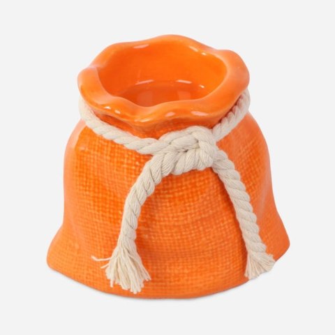 Dekoracyjny Świecznik Sakiewka w Kolorze Pomarańczowym z Sznurkiem
