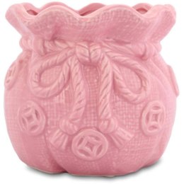Różowy Ceramiczny Wazonik-Skarbonka w Kształcie Sakiewki