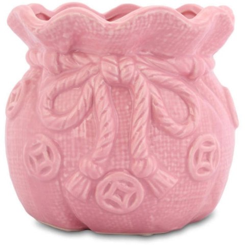Różowy Ceramiczny Wazonik-Skarbonka w Kształcie Sakiewki
