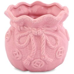 Różowy Ceramiczny Wazonik-Skarbonka w Kształcie Sakiewki