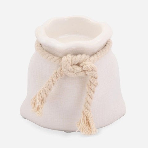 Świecznik Ceramiczny 'Mini Sakiewka' w Kolorze Białym
