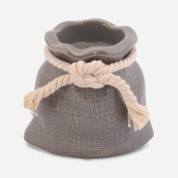 Świecznik Ceramiczny Sakiewka w Kolorze Szarym z Sznurkiem