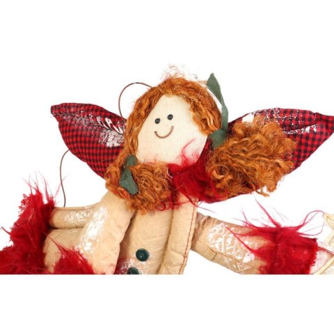 Anioł do powieszenia z naturalnych materiałów w kolorze czerwonym