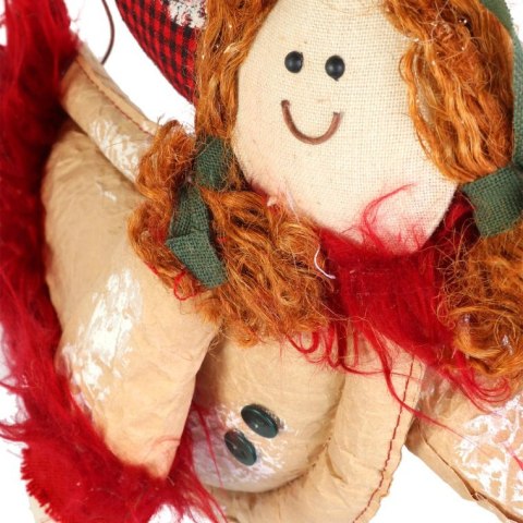 Anioł do powieszenia z naturalnych materiałów w kolorze czerwonym