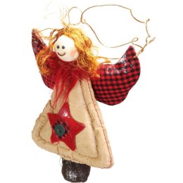 Anioł do zawieszenia, z naturalnych materiałów, czerwony, 17 cm