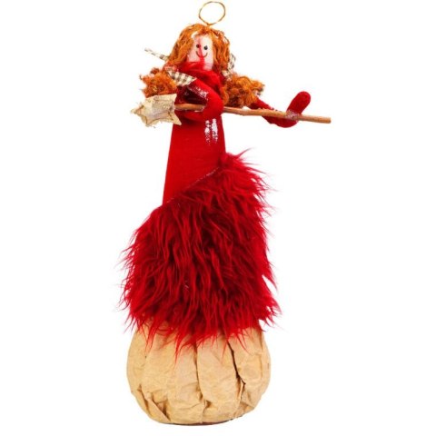 Anioł stojący z gwiazdą w kolorze czerwonym 35 cm