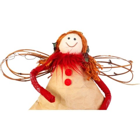 Anioł świąteczny z naturalnych materiałów w kolorze czerwonym 38 cm