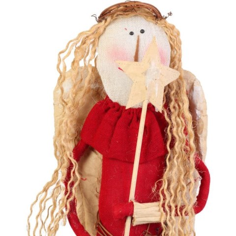 Anioł świąteczny z naturalnych materiałów w kolorze czerwonym 47 cm