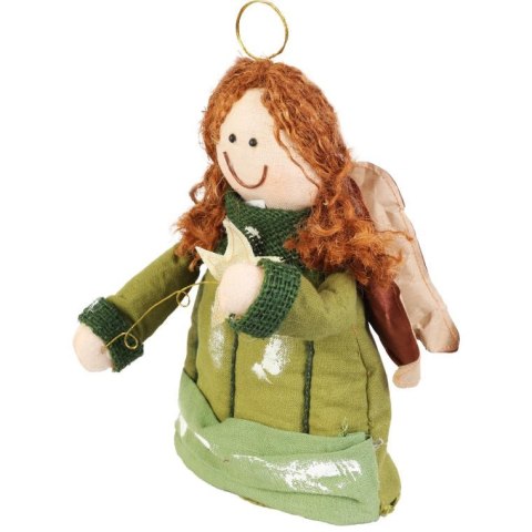 Anioł zielony z materiału z gwiazdą o wysokości 30 cm