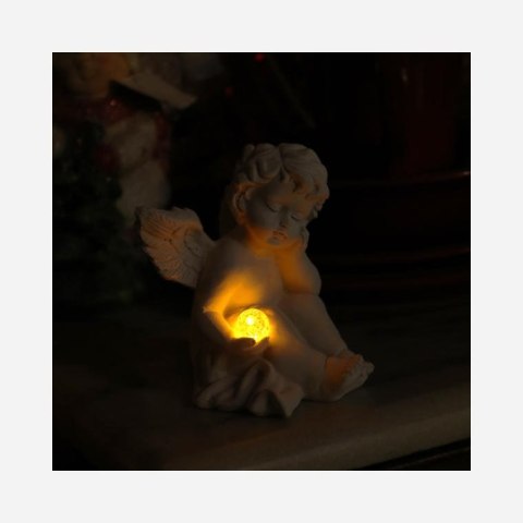 Aniołek z Kryształową Kulą Światła - Dekoracja Nagrobna 10 cm