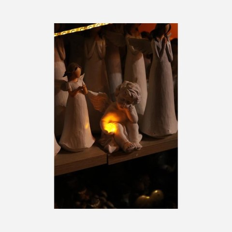 Aniołek z Kryształową Kulą Światła - Dekoracja Nagrobna 10 cm