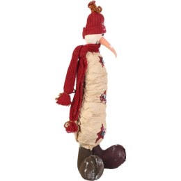 Bałwan stojący wykonany z naturalnych materiałów w kolorze czerwonym 55 cm