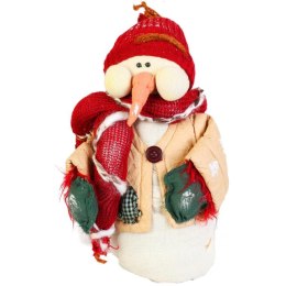 Bałwan z naturalnych materiałów w czerwonym kolorze 43 cm