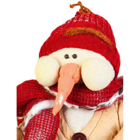 Bałwan z naturalnych materiałów w czerwonym kolorze 43 cm