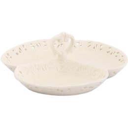 Biała Ceramiczna Patera z Uchwytem i Przegrodami