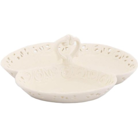 Biała Ceramiczna Patera z Uchwytem i Przegrodami