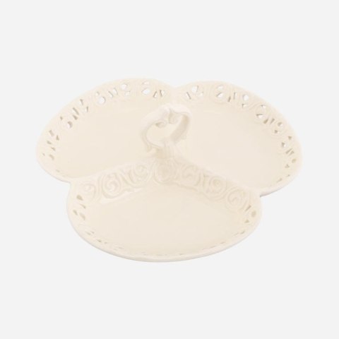 Biała Ceramiczna Patera z Uchwytem i Przegrodami