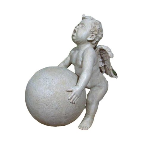 Biały Anioł Dźwigający Kulę - Figurka Dekoracyjna