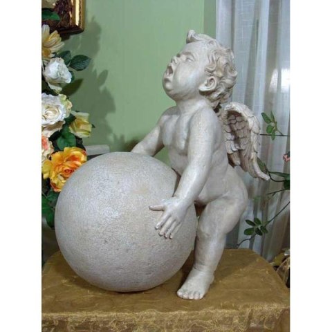 Biały Anioł Dźwigający Kulę - Figurka Dekoracyjna