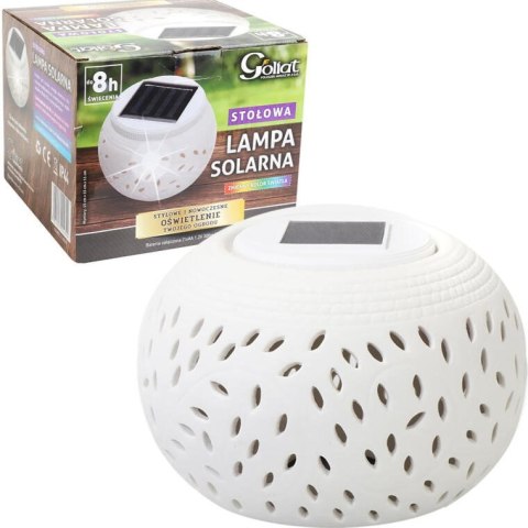 Biały Ceramiczny Świecznik z Solarną Lampą LED Zmieniającą Kolor