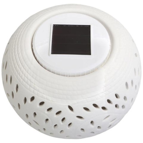 Biały Ceramiczny Świecznik z Solarną Lampą LED Zmieniającą Kolor