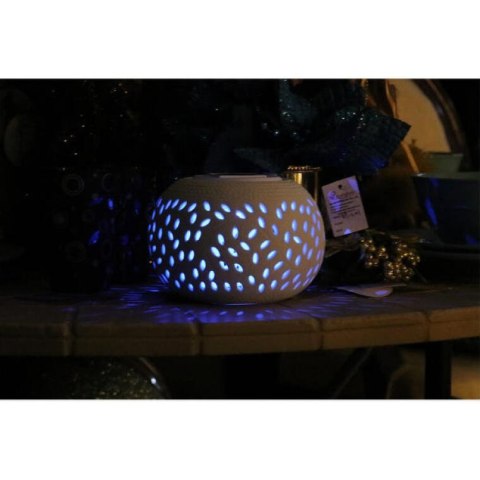 Biały Ceramiczny Świecznik z Solarną Lampą LED Zmieniającą Kolor