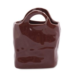 Brązowy Wazonik Dekoracyjny o Niebanalnym Kształcie z Podkładkami Antypoślizgowymi