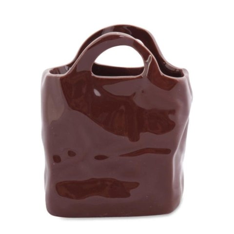 Brązowy Wazonik Dekoracyjny o Niebanalnym Kształcie z Podkładkami Antypoślizgowymi